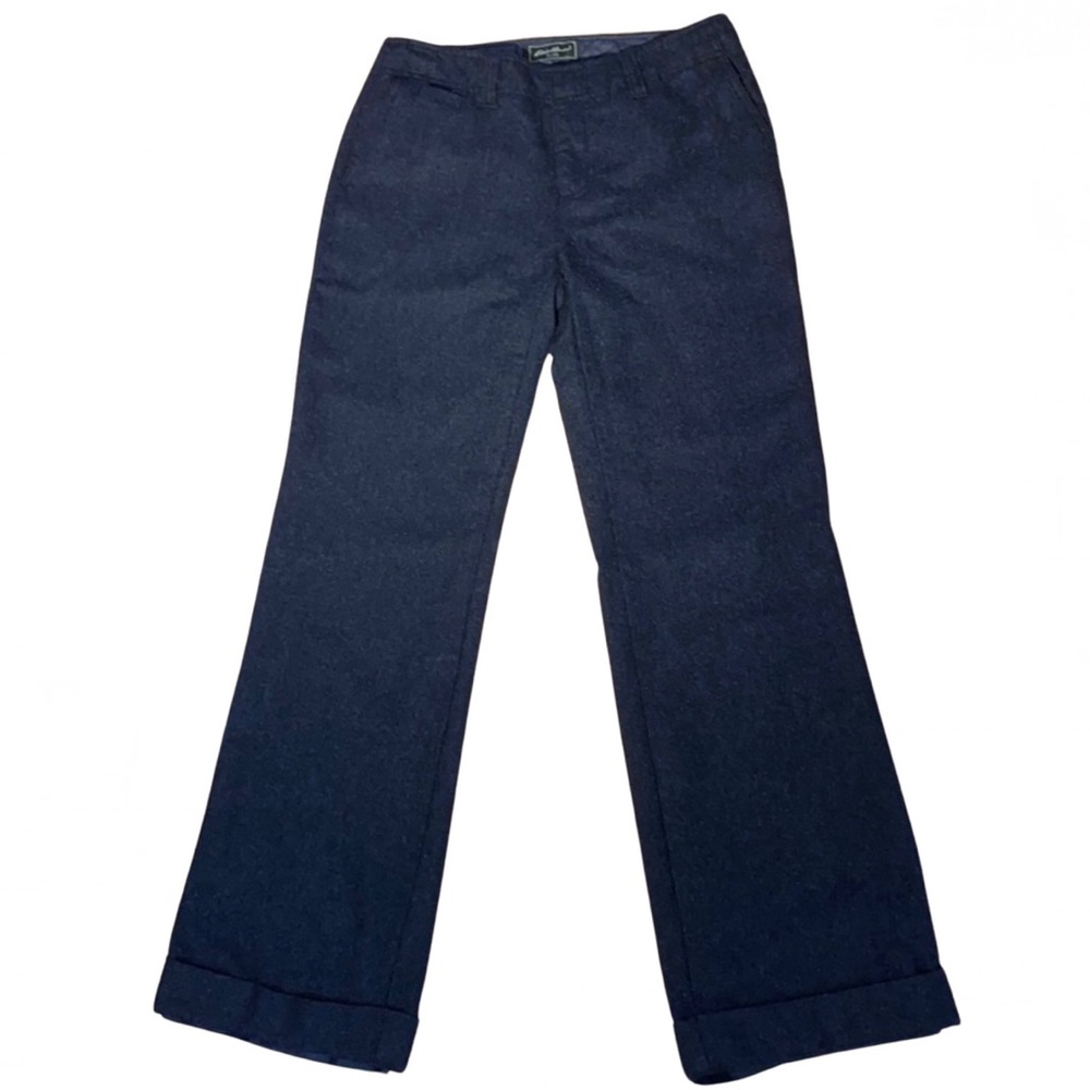 Eddie Bauer wool blend straight leg cuffed dress work pants in black charcoal 4